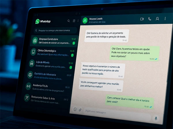 Conversas e leads engajados gerados por tráfego pago da Agência Metrika