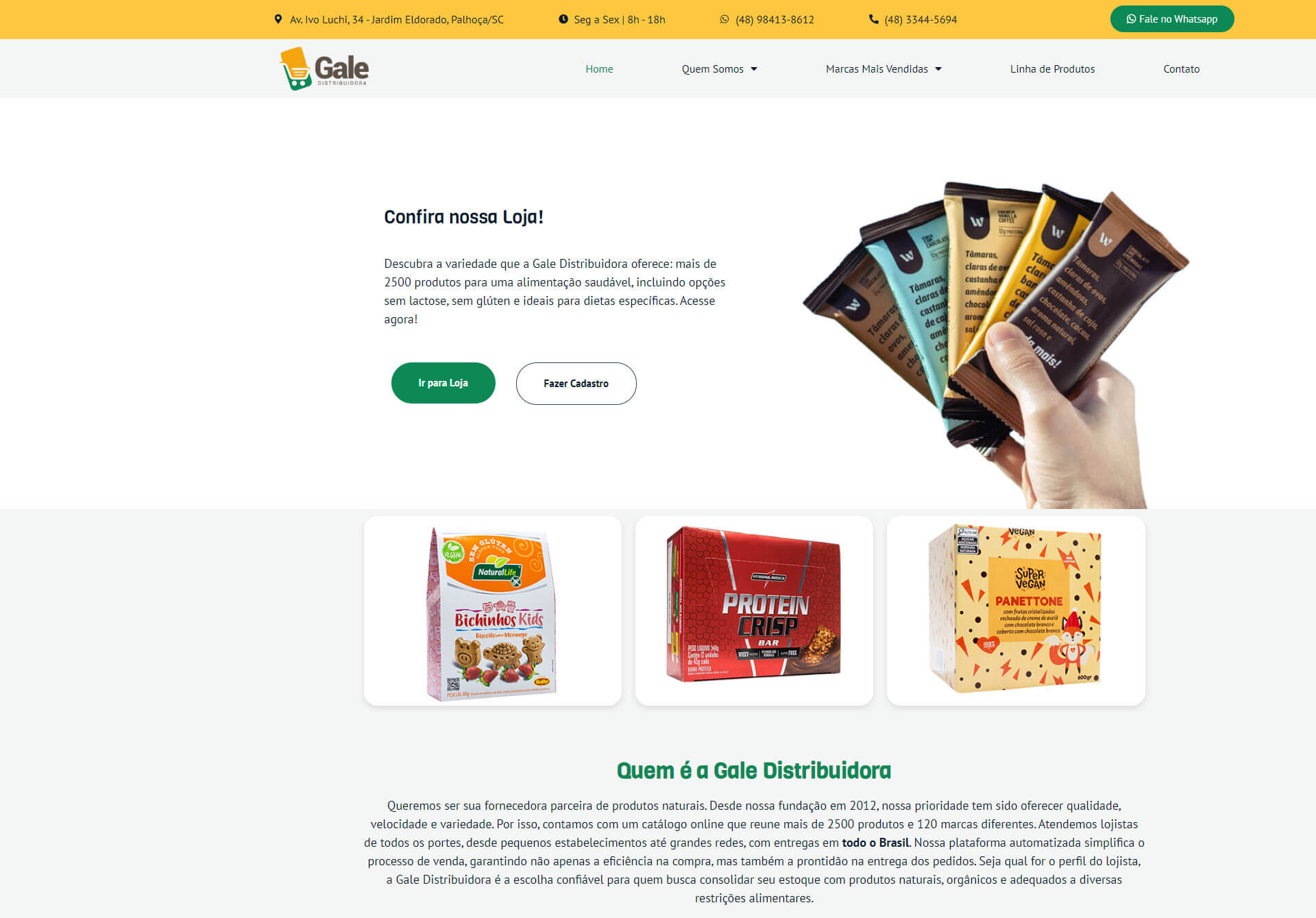 Site desenvolvido para a Galé Distribuidora